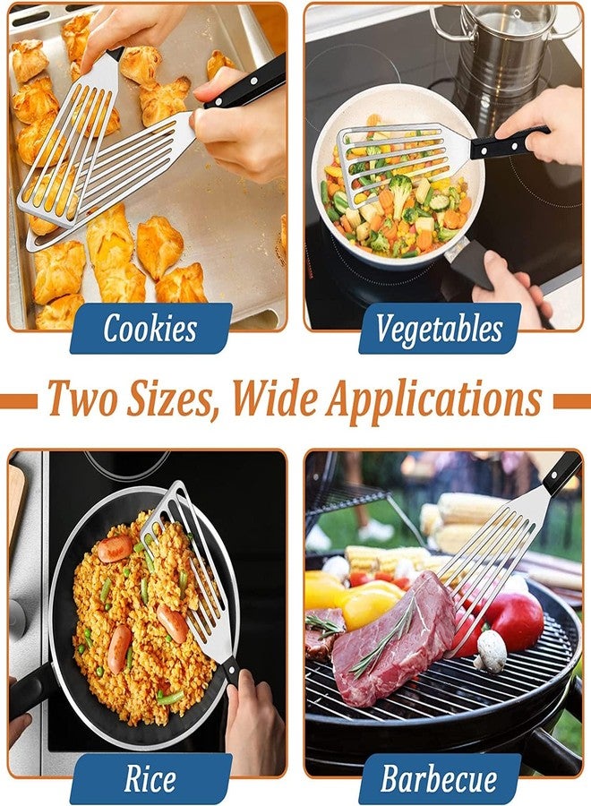P Plus Fire Stainless Steel Fish Turner, Kitchen Slotted Turner, Fish Spatula, Thin & Flexible Slotted Spatula, Slotted Cooking Spatula for Kitchen, Food Flipper Spatula (Set of 2, Big+Small) - Image 5